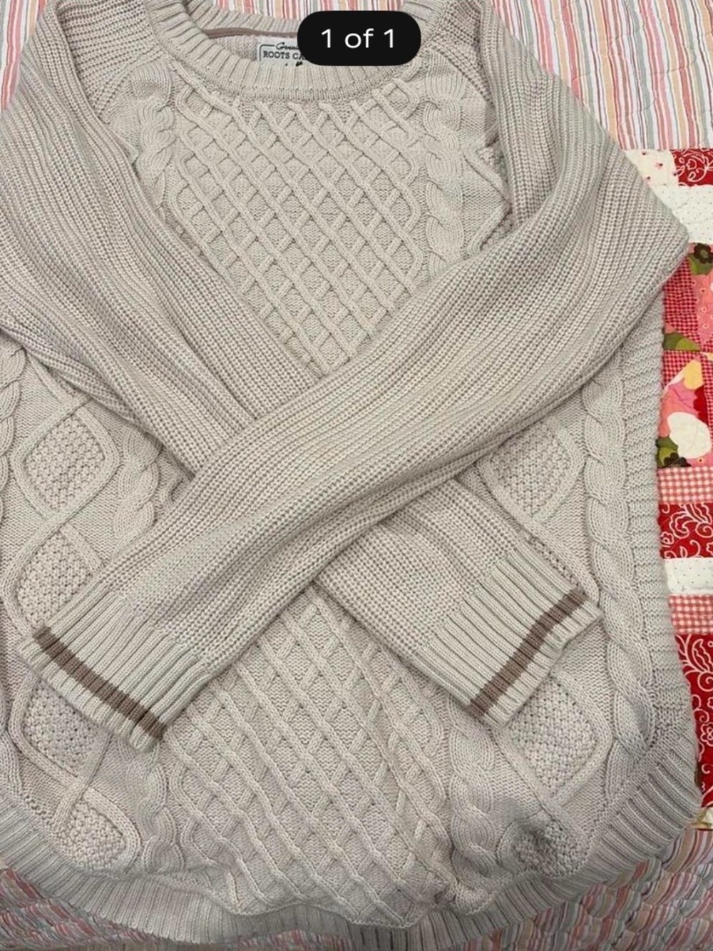Roots Cable Knit Crewneck Sweater - Light Beige